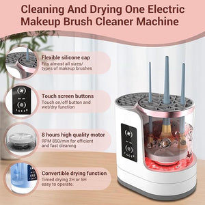 3 IN 1 Electric Makeup Brush Cleaner Machine With Makeup Brush Dryer Holder Portable Automatic USB Cosmetic Brushes Cleaner Tool for All Size Beauty Makeup Brush SetContour Eyeshadow Blush Brush