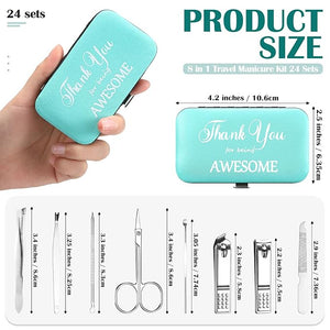 Therwen 24 Sets Christmas Manicure Set Stainless Steel Nail Clippers 8 in 1grooming Nail Kit Employee Appreciation Gift Professional Pedicure Tool for Men Women Coworker Personal Care(Sky Blue)