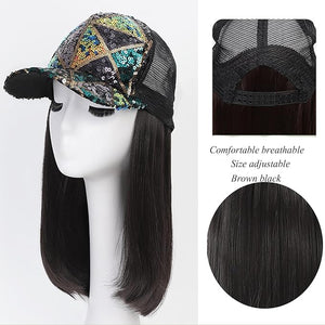 Women's Hat wig Duck Tongue hat collarbone Hair Straight hair inner Buckle wig Baseball Cap Sun Hat Wave Curly Hair
