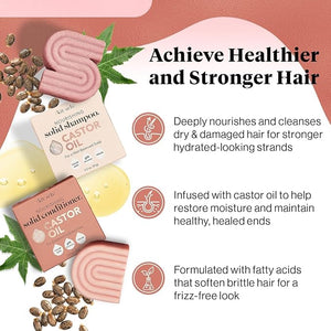 Kitsch Castor Oil Shampoo and Conditioner Set - Organic Castor Oil Hair Care for Dull &amp Dry Hair - Nourishing Bar Soap for Hair Growth - Free of Sulfate Silicone &amp Paraben - Made in USA - 2p