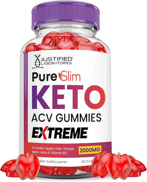 (10 Pack) Pure Slim Keto ACV Gummies Extreme 2000MG PureSlim Keto Gummies Advanced Formula Apple Cider Vinegar with Pomegranate Beet Juice Powder B12 Vegan Non GMO 600 Gummys