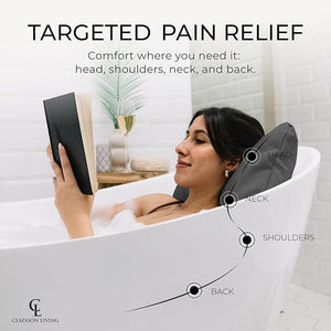 Luxury Bath Pillow for Tub - Thick and Comfortable Bathtub Pillow Support for Head and Neck and Back - Washable Quick-Drying Bath Pillows - Bath Cushion for Home Spa - Fits Any Bathtub - Dark Gray