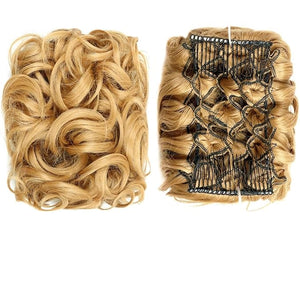 FRANCES Fake Hair Bun Synthetic Messy Bun Wig Hair Pieces Wavy Curly Bun Ponytail Hair Extensions Bun Hair Comb Women Bun Wig Hair Accessories (Color : 27)