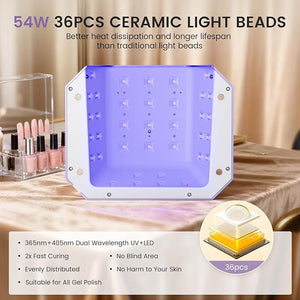 Lavinda 54W UV LED Nail Lamp ? Plug-in Gel Nail Light with LCD Display 4 Timers Auto Sensor Dual Wavelength Nail Dryer for Home &amp Salon Purple