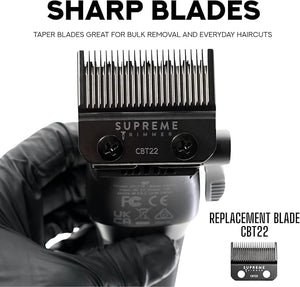 Supreme Trimmer Recharge Clipper - Professional Hair Clipper with 2 Removable Batteries Brushless Motor Smart Charge Stand USB-C Charge &amp DLC Blades Barbers | STC779