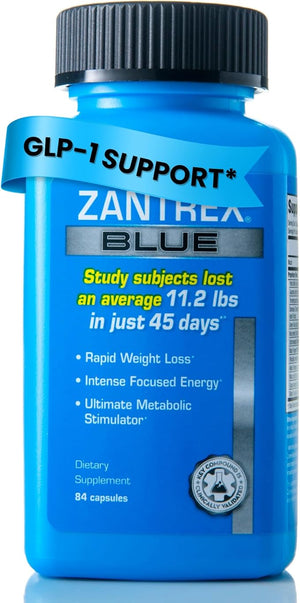 Zantrex Blue Energy &amp Thermogenesis Boost Energy | Weight Loss Supplement for Appetite Control Increased Calorie Burn and Supports GLP-1 Levels | 84 Capsules