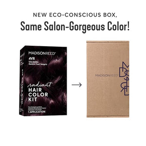 Madison Reed Radiant Hair Color Kit | 4VR Darkest Cool Sangria (Volterra Amethyst) for 100% Gray Hair Coverage | Salon Quality Permanent Hair Dye | PPD-Free &amp Ammonia-Free | (Packaging Varies) 2 P