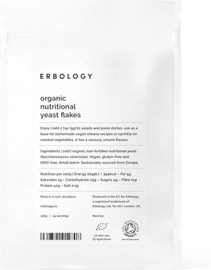 Erbology Organic Nutritional Yeast Flakes 4.2 oz - 24 Servings - Non-Fortified - Immunity and Gut Health Support - Rich in B Vitamins - Sustainably Sourced in Europe - Vegan - Gluten-Free - GMO-Free