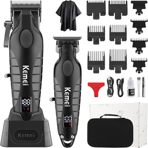KEMEI Professional Hair Clippers Set for Men,Cordless Rechargeable Hair Clippers Kit, Clippers and Trimmer Set for Hair Cutting, Haircut Clippers,Gifts for Men (PG2290D+2293)