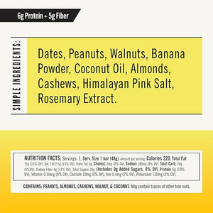 Thunderbird Bars Energy Snack, Gluten-Free with Protein, Healthy Real Food, Vegan Non-GMO, No Added Sugar, Peanut Banana Walnut Flavor (12 Count, 1.7 oz. Bars)