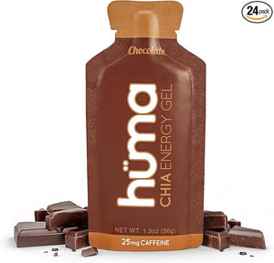 Huma Chia Energy Gel Chocolate 24 Gels 1x Caffeine - Sports Nutrition for Endurance Exercise