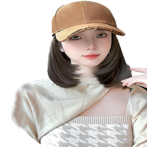 Women's Hat wig Duck Tongue hat collarbone Hair Straight hair inner Buckle wig Baseball Cap Sun Hat Wave Curly Hair