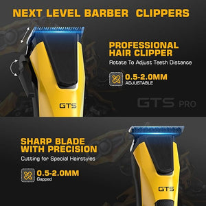 Professional Hair Clippers for Men Professional Barber Clippers and Trimmer Set Mens Cordless Hair Clipper for Barbers Haircut Kit Fade Yellow