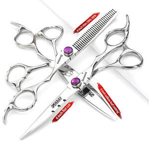 SHARONDS 6 Inch 440C High Hardness Stainless Steel Hair Scissors Hair Salon Hair Stylist Cutting Thinning Tool Barber Special (scissors set) (6 inch 3pc-B)