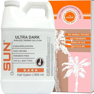Sun Laboratories By Giesee Ultra Dark Spray Tan Solution 1/2 Gallon - Professional Sunless Tanning Spray for Airbrush Tan Self Tanner Mist Sun Tanning Lotion Fake Tan