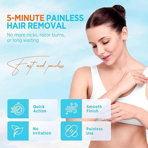 Hair Removal Cream for Women ? Painless Depilatory Cream for Legs Arms Underarms &amp Bikini Line ? 5 Minute Fast Acting Hair Remover with Aloe Vera &amp Argan Oil ? Gentle on Sensitive Skin