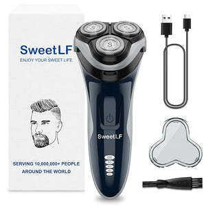 Electric Razor for Men, Electric Shaver for Men Waterproof/Rechargeable/LED Display, Men¡¯s Shavers Wet &amp; Dry Rotary Shavers Gift for Dad Husband Boyfriend (Navy Blue)
