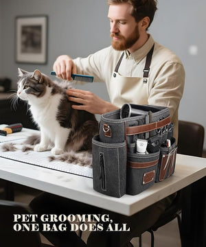 ARCFOX Barber Bag 10.2L Heat-Insulating Hairstylist Travel Bag with Adjustable Waist Belt &amp Shoulder Strap 16oz Canvas and EVA Clipper Shear Case for Razor &amp Pet Grooming - No Clutter &amp