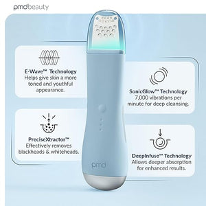 PMD Wave Pro - Professional-Grade Advanced Skin Spatula - Extract Infuse &amp Lift - SonicGlow Vibration and E-Wave Technology - Clear Pores Blackheads &amp Whiteheads