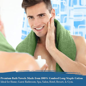 DAN RIVER Bath Towels Set of 4 27 x 54 Inches 100% Cotton Larger &amp Lighter Weight Quicker to Dry Super Soft and Absorbent Ideal Large Bath Towel for Daily Use Sage Green