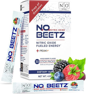 N.O. Beetz Nitric Oxide Supplement for Pre-Workout &amp; Endurance | Beetroot, Peak ATP &amp; Electrolytes for Energy &amp; Hydration | Boosts Blood Flow &amp; Muscle Recovery | No Mess, 30 Servings