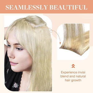 GOO GOO Invisi Edge Clip in Hair Extensions 22inch 160g 7Pcs Injected Seamless PU Clip in Hair Extensions Virgin Real Human Hair #16/22 Light Blonde Highlighted Golden Blonde