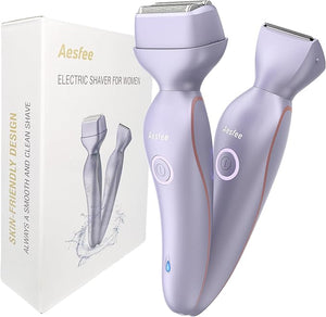 Electric Razors for Women Face Full Body 2-in-1 Bikini Trimmer and Shavers for Womens Legs Arms Underarm Pubic Hair Comfort Smooth Lady Body Trimmers IPX7 Waterproof Wet and Dry USB-C Rechargeable