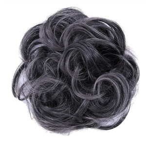 EARSHOT Hair Buns Hair Piece 1 Pack Synthetic Donut Bun Messy Bun Hair Slices Curly Wavy Headbands Women Bun Wig Synthetic Wig Hair Extensions Hair Accessories For Girls (Color : 1Tdimgray)