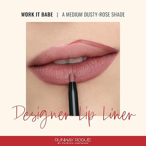 Runway Rogue Designer Liner Lip Pencil, Matte Medium Dusty-Rose Lip Liner Pencil and Lip Liner Sharpener, ¡®Work It Babe¡¯