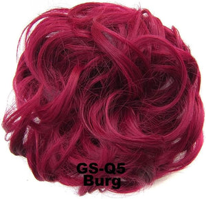 Hair Bun 1 Pack Messy Bun Hair Hoops Ponytail Hair Extensions Synthetic Donut Hair Bun Curly Wavy Hair Bun Wigs for Women Hair Bun Piece(Burg)
