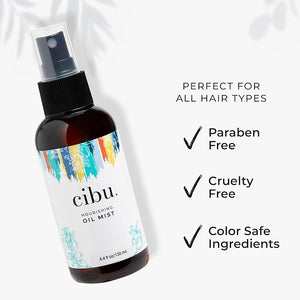 CIBU Nourishing Lightweight Oil Mist with Argan Oil for Hair Growth - Nourishing Treatment for Heat Protection and Leaves Hair Shiny Soft and Manageable - Anti Breakage Formula - 4 Ounces