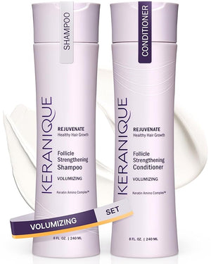 Keranique Volumizing Shampoo and Conditioner Set for Hair Repair and Growth with Biotin and Keratin for Women Thinning Hair Formula 8 Fl Oz Each