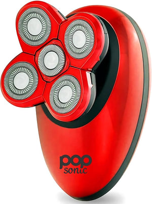 Pop Sonic 5-Head Electric Shaver Kit - Unisex (Red) Shaver for Face Head &amp Body - Smooth Waterproof USB Rechargeable Trimmer with 360-Degree Precision Cut Heads for Men &amp Women