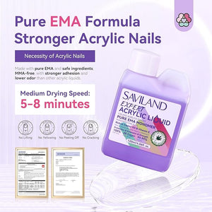 SAVILAND EMA Odorless Monomer Acrylic Liquid: 4 oz Acrylic Nail Monomer for Acrylic Powder Premium Acrylic Nail Brush Nail Primer Top Gel Acrylic Nail Kit for Manicurist