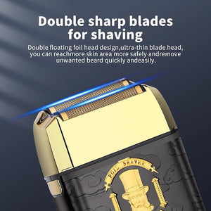 HIENA PRO Professional Foil Shaver for Men, Double Electric Foil Trimmer, Cordless Bald Head Precision Trimmer, Electric Razor, Rechargeable with USB, Gifts for Men (BGGM)