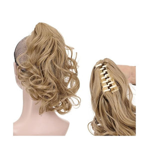 SONGCHAO Fake Hair Bun 1 Pack Synthetic Wavy Ponytail Extension Wig Claw Clip Heat Resistant Fiber Wavy Ponytail Ladies Hair Extension Bun Hair Accessories (Color : 004)