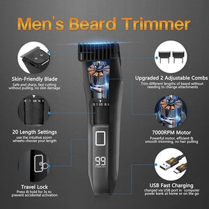 Manscape Beard Trimmer for Men Groin &amp Body Hair Trimmer Ball Shaver Nose Hair Clippers All-in-One IPX7 Waterproof Men's Wet/Dry Groomer Kit Rechargeable with Travel Case LED Display