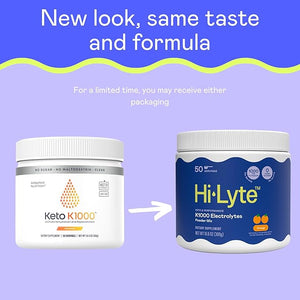 Hi-Lyte K1000 Electrolytes Powder Mix Orange Keto &amp Performance 50 Servings