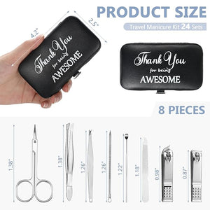 Therwen 24 Sets Christmas Manicure Set Stainless Steel Nail Clippers 8 in 1grooming Nail Kit Employee Appreciation Gift Professional Pedicure Tool for Men Women Coworker Personal Care(Black)