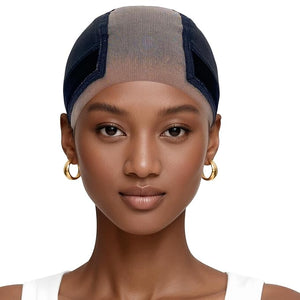 LAB HAIRS Wig Cap with Grip Band for Keeping Wigs in Place, More Full Cap-wide Transparent Lace for Lace Front Wigs - Brown/Black/Nude Non Slip Cap Make Your Wig Be Glueless (Black-M)
