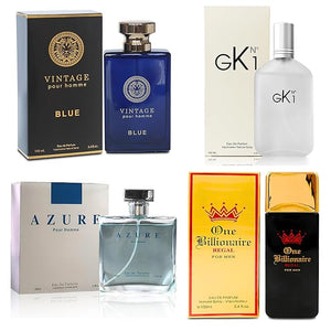 Cologne for Men Set 4 Combo Sets(Vintage B/GK N1/Azure PH/billionaire) Eau De Parfume/Toilette Natural Spray Each 100ML Men Perfume Long Lasting Fragrance for Daily Use