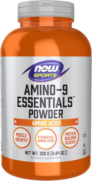 NOW Sports Nutrition Amino-9 Essentials¢â Powder Enhanced Protein Synthesis Amino Acids 330-Grams