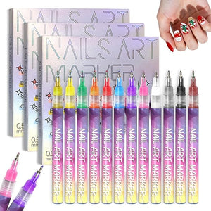 12 Colors Nail Art Pens Set, Nail Art Markers Polish Pen for 3D Nail Art, Drawing Painting Liner Brush for DIY Nail Art Beauty Adorn Manicure Tools (36 colors)