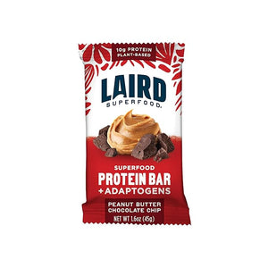 Laird Superfood Functional Protein Bars ? Protein Bar but Better with Real Ingredients Functional Mushrooms 10g Plant-Based Protein 6g Fiber - Non-GMO - Peanut Butter Chocolate Chip 10 Count (Pack