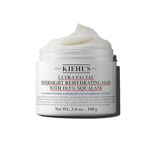 Kiehl's Ultra Facial Overnight Hydrating Face Mask with 10.5% Squalane Deeply Hydrates Skin &amp Strengthens Moisture Barrier Treats Dryness &amp Flaky Skin Paraben-free Fragrance-free All Skin