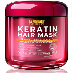 Keratin &amp Collagen Repair Hair Mask for Damaged Hair | Deep Conditioner Revives Dry Frizzy Bleached &amp Color-Treated Hair | With Argan Oil &amp Biotin | Treatment for Split Ends | 500ml