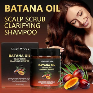 Exfoliating Scalp Scrub Clarifying Shampoo with Batana Oil &amp; Rosemary for Dandruff, Buildup, Oily or Itchy Scalp, and Thinning Hair ? Natural Scalp Cleansing Shampoo for Men and Women ? 310g