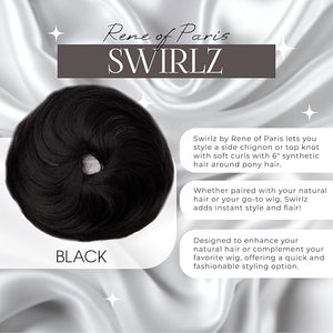 Rene of Paris Swirlz Messy Bun Hair Pieces Synthetic Extensions Ready to Wear Black