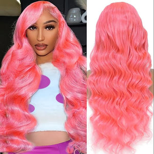 Pink Lace Front Wig Human Hair 200 Density 13x4 Body Wave HD Lace Front Wigs Human Hair Pre Plucked With Baby Hair Pink Color Human Hair Wig For Women 32 Inch