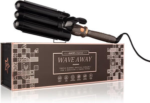 Almost Famous Wave Away Triple Barrel Clip Curling System, 3 Barrel Curling, Crimper with LCD Temp Display, Professional Beauty Tool, Temperature Adjustable (Charcoal Black)